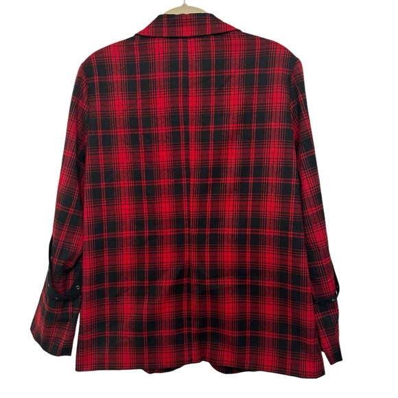 Mags & Pye 2 LF Plaid Harness Blazer Sz M Red - Picture 5 of 8